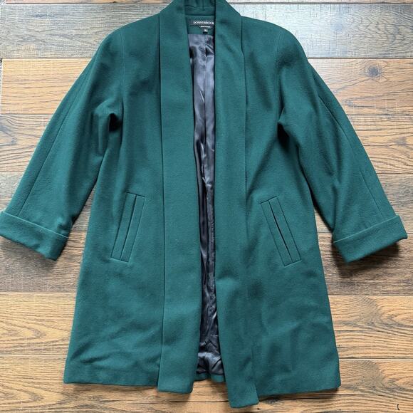 Vintage Donnybrook 100% Wool Coat Green Open Front Long Jacket Size 10 Russia - Picture 1 of 7
